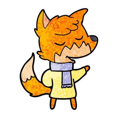 vektör çizim dostu karikatür Fox