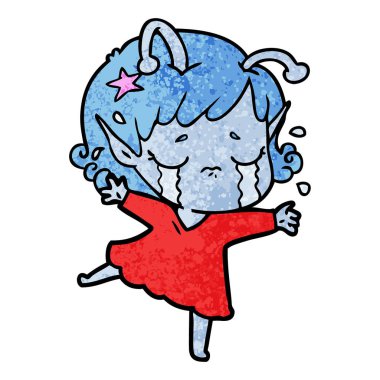 ağlayan uzaylı kız çizgi film