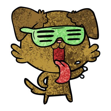 karikatür nefes nefese dans eden köpek