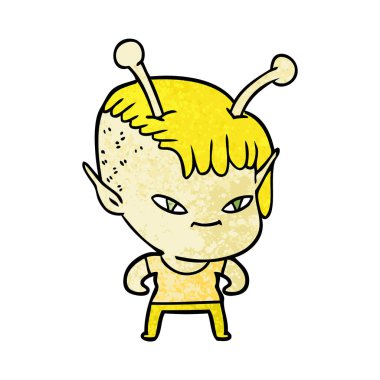 sevimli çizgi uzaylı kız