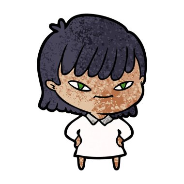 Çizgi filmdeki kadının vektör çizimi