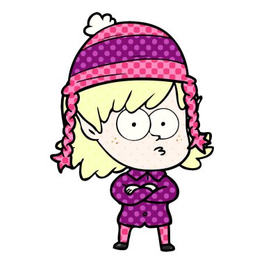 çizgi film elf kızı bakıyordu