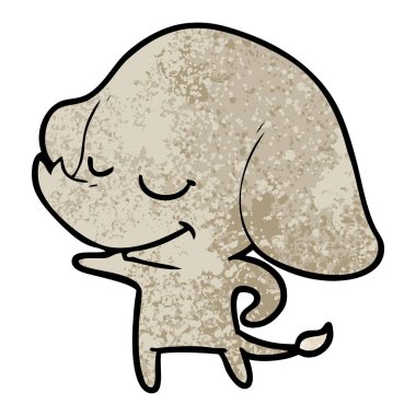 vektör çizim karikatür fil gülümseyen