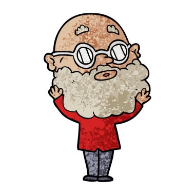 çizgi film meraklı adam sakal ve gözlük