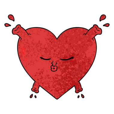 Karikatür kalp çiziminin vektör çizimi