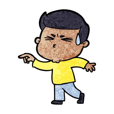 vektör çizim karikatür adam terleme