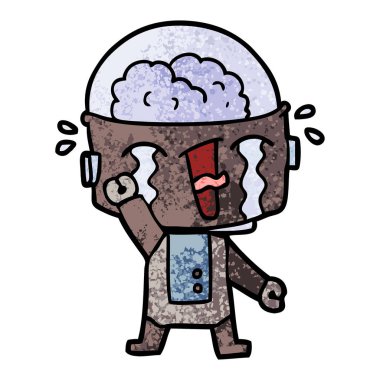 vektör çizim robot ağlıyor çizgi film