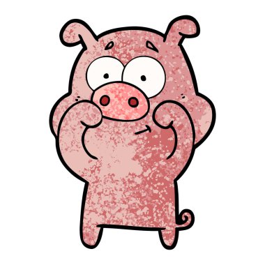 mutlu karikatür domuz vektör çizim