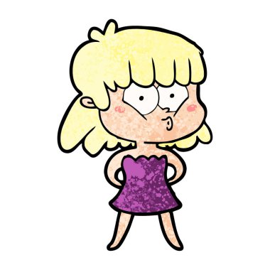 vektör çizim karikatür kız ıslık