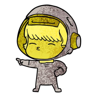 çizgi film meraklı astronot işaret