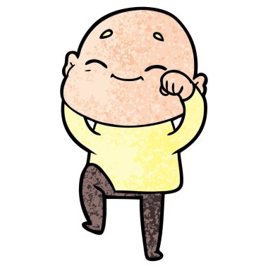 mutlu karikatür kel adam