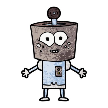 mutlu karikatür robot vektör çizim