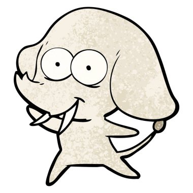 mutlu çizgi film fil vektör çizim