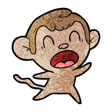 bağırarak karikatür maymun vektör çizim