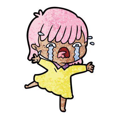 vektör çizim karikatür kız ağlıyor