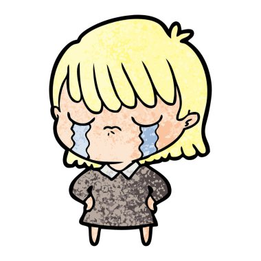 vektör çizim karikatür kadının ağladığını