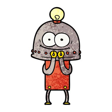 ampul ile mutlu karton robot