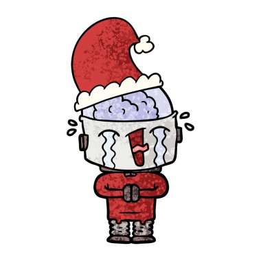 vektör çizim robot ağlıyor çizgi film