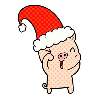 mutlu karikatür Noel domuz