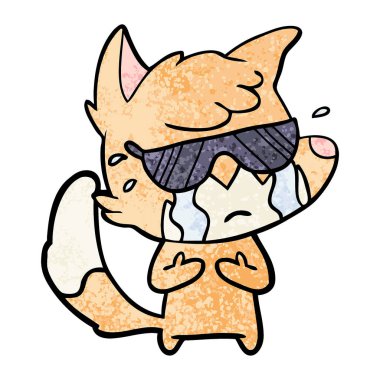 Tilki çizgi film ağlama vektör çizim