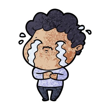 vektör çizim karikatür adam ağlıyor