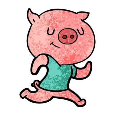 mutlu karikatür domuz vektör çizim