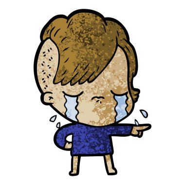 Ağlayan kızın vektör çizimi