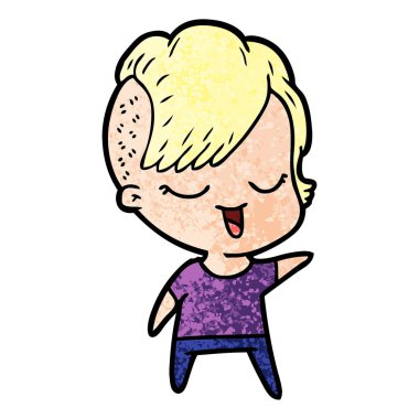 mutlu çizgi film kız vektör çizim