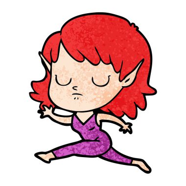 vektör çizim karikatür elf kızı