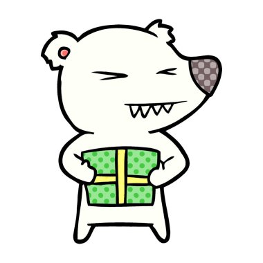 Kutup ayısı Noel mevcut karikatür ile