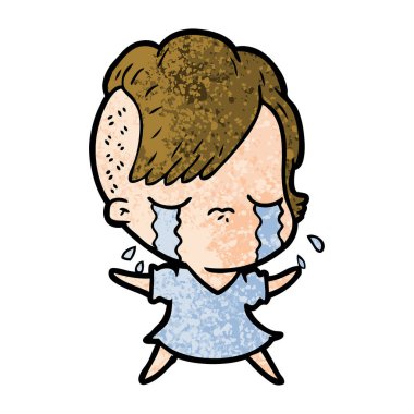 Ağlayan kızın vektör çizimi