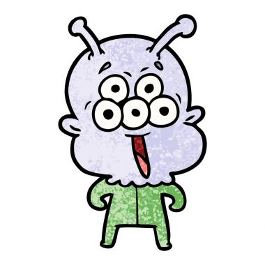 mutlu çizgi film uzaylı vektör çizim