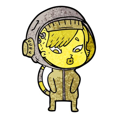 vektör çizim karikatür astronot kadın