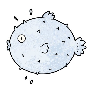 vektör çizim karikatür kirpi balığı