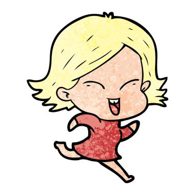 mutlu çizgi film kız vektör çizim