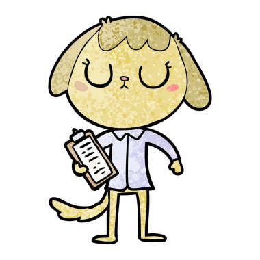 sevimli çizgi köpek Office gömlek giymiş