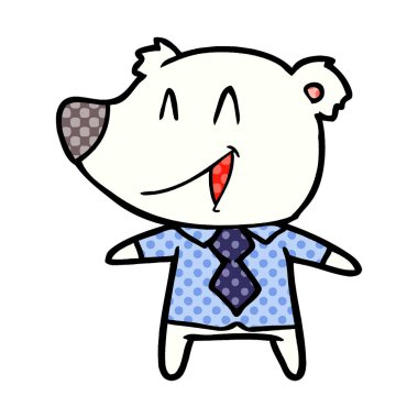 Kutup ayısı gömlek ve kravat karikatür