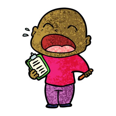 karikatür bağırarak kel adam