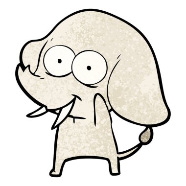 mutlu çizgi film fil vektör çizim