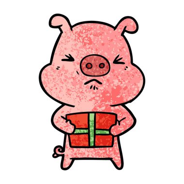 vektör çizim karikatür kızgın domuz