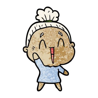 karikatür mutlu yaşlı kadın