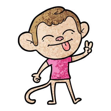 komik karikatür maymun barış işareti yapmak