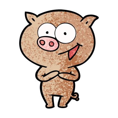 neşeli domuz karikatür vektör çizim