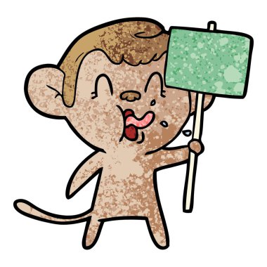 deli karikatür maymun işareti ile 