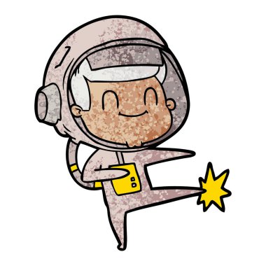 mutlu karikatür astronot vektör çizim