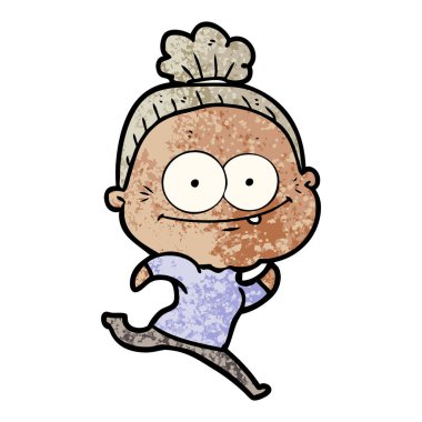 karikatür mutlu yaşlı kadın