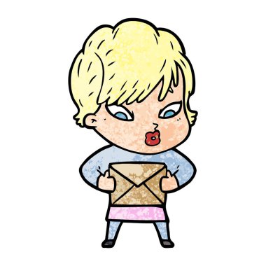 Çizgi filmdeki kadının vektör çizimi