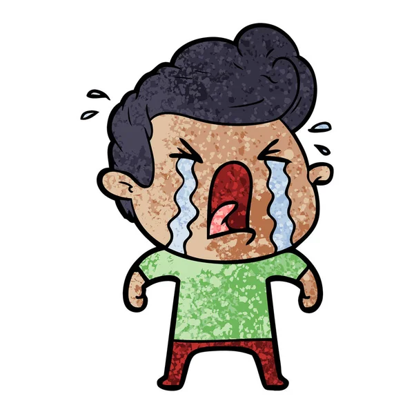 Vector Ilustración Dibujos Animados Llorando Hombre — Vector de stock