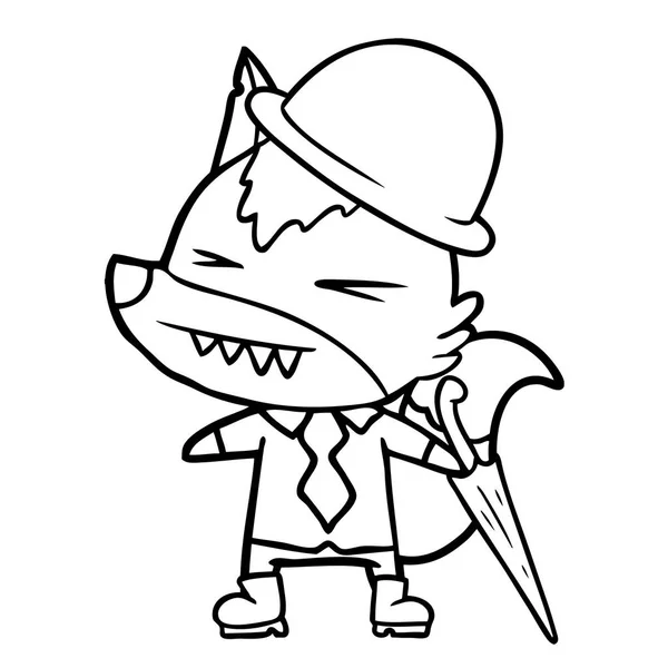Angry Wolf Boss Cartoon — Stock Vector