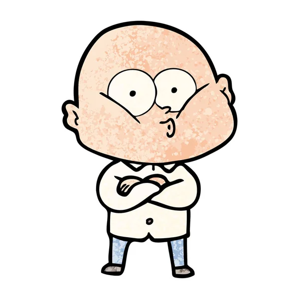 Cartoon Bald Man Staring — Stock Vector